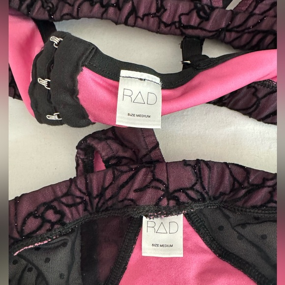 RAD Tease Tempest Fuchsia Purple Black Mesh Pole Festival Top and Bottom Set S/M - Picture 6 of 8